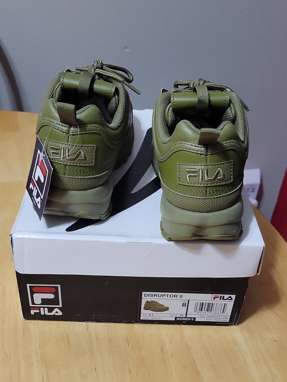 Like New Olive Colored Fila Disruptor Sneakers - Picture 3 of 8